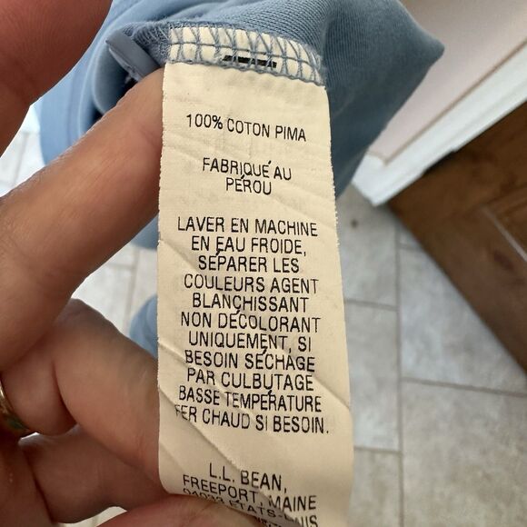 L.L. Bean Mens Polo Top XL Pima Cotton Light Blue Short Sleeve Golf Callout - Picture 5 of 9